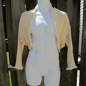 White House Black Market Beige Shrug Sweater Women's M  Sleeve Cardigan Open